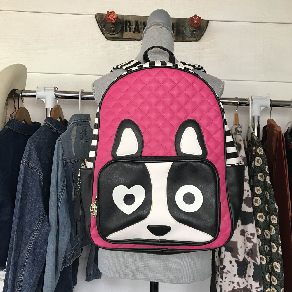 Betsey Johnson Pink and Black Animal Backpack